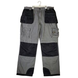 Caterpillar Mens Gray Black Cargo Work Pants Reinforced Knee 40x34 CAT Trousers